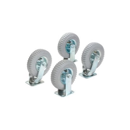 Global Equipment 8" x 2.80" Full Pneumatic Caster Kit 2 Swivel, 2 Rigid 8PNEU-WAS-KIT